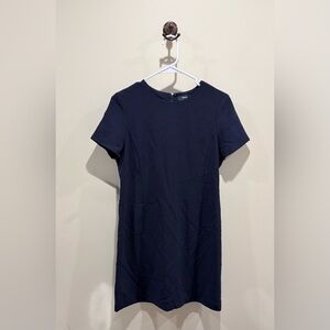 Theory Navy Short-Sleeve Minimalist Office Capsule Shift Mini Dress size 6 GUC